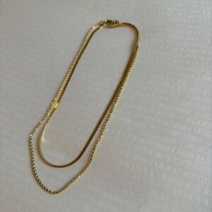 Double layer gold tone chain necklace